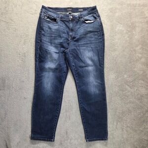 Judy Blue Jeans Womens 20W Plus Blue Slim Fit Straight Leg Mid Rise Dark Denim